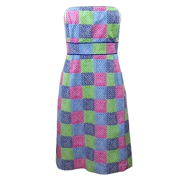 Vineyard Vines Whale Patchwork Strapless Dress in Aurora Multicolor Cotton - Picture 2 of 12